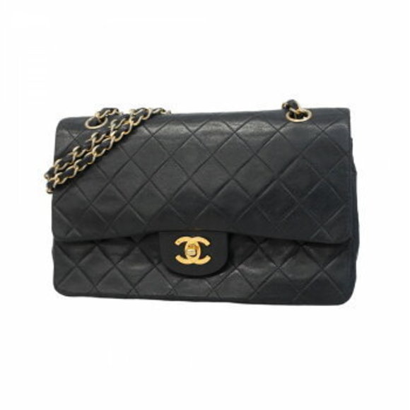 Chanel shoulder bag Matelasse W flap chain lambskin black - Picture 1 of 10